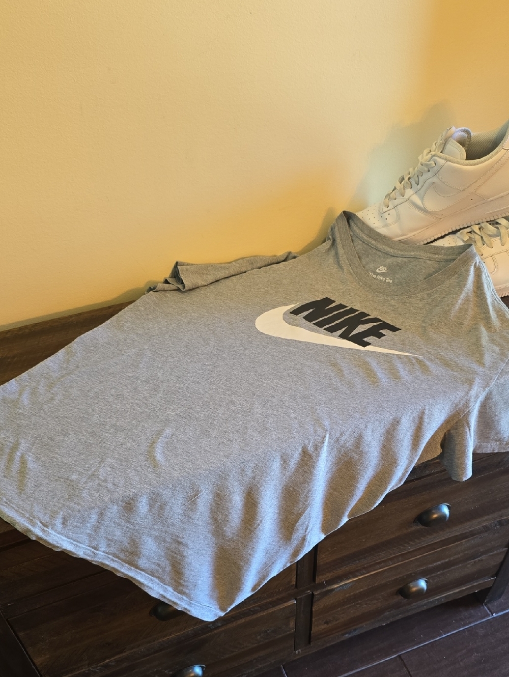 Nike Grey T-Shirt with White Swoosh and Black Logo